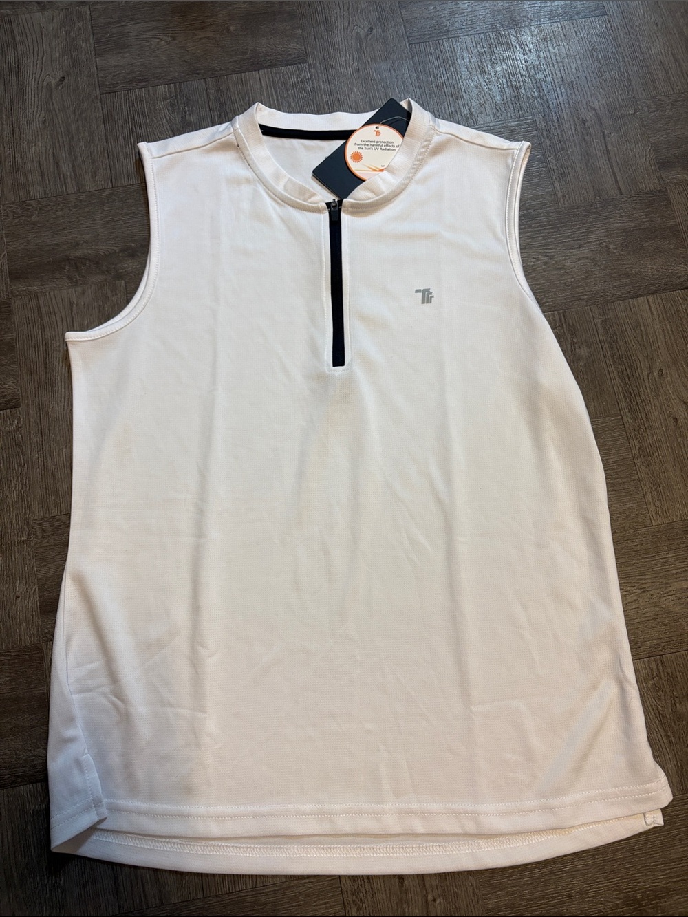 Women's White Sleeveless Zip-Front Performance Tank Top